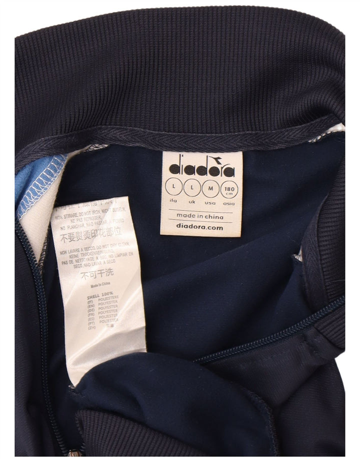 Diadora Mens Tracksuit Top Jacket Large Navy Blue Colourblock Polyester