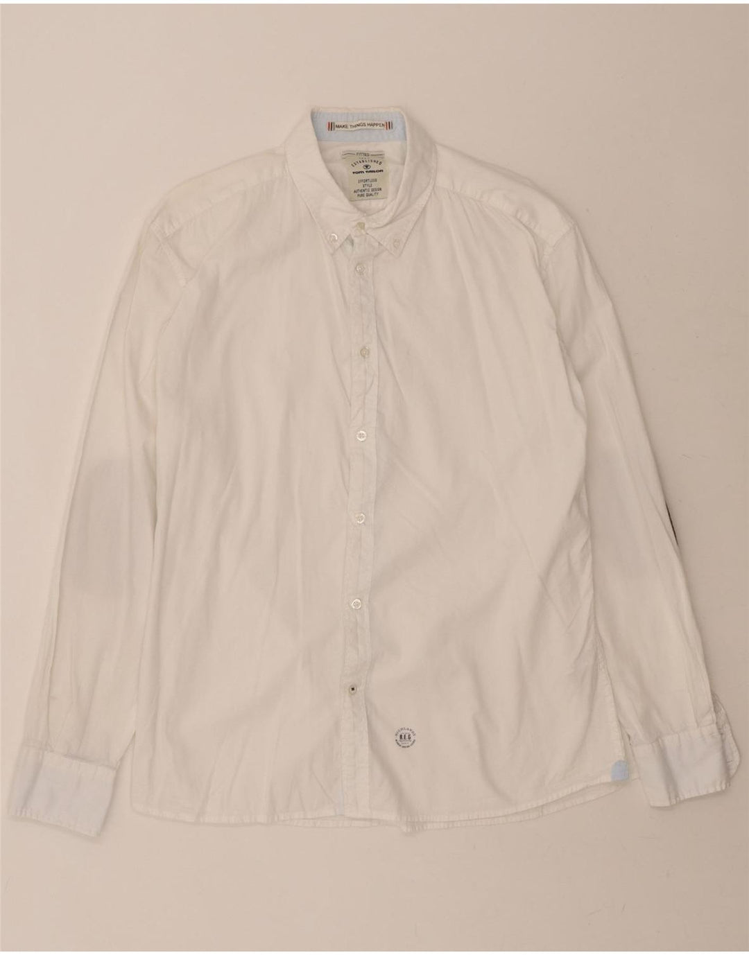TOM TAILOR Mens Fitted Shirt XL White Cotton Vintage Tom Tailor and Second-Hand Tom Tailor from Messina Hembry 
