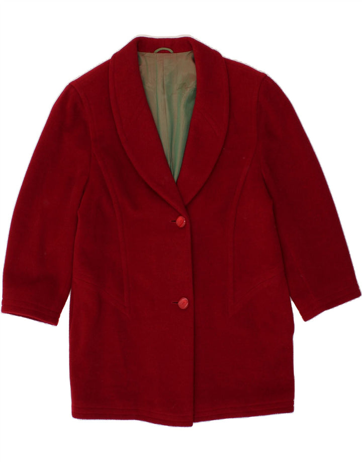 VINTAGE Womens Overcoat UK 14 Medium Burgundy Vintage Vintage and Second-Hand Vintage from Messina Hembry 