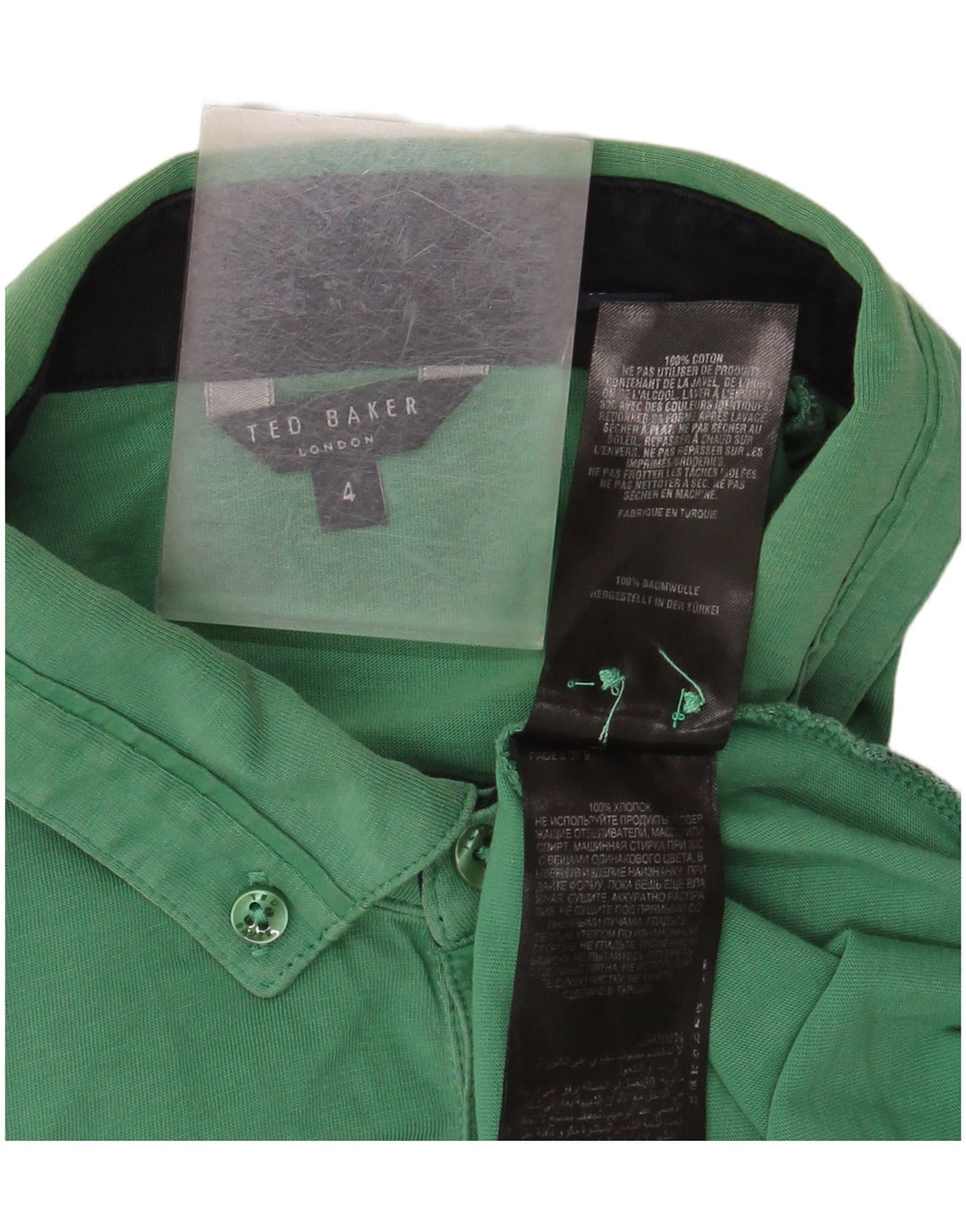 Ted Baker Mens Polo Shirt Size 4 Large Green Cotton