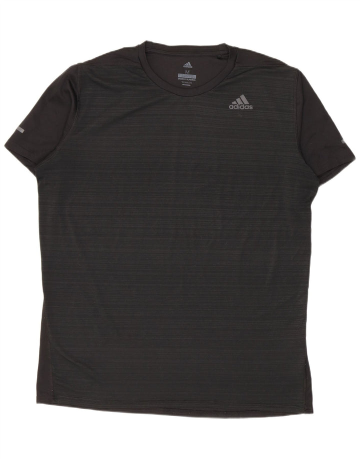 ADIDAS Mens Climalite T-Shirt Top Medium Black Pinstripe