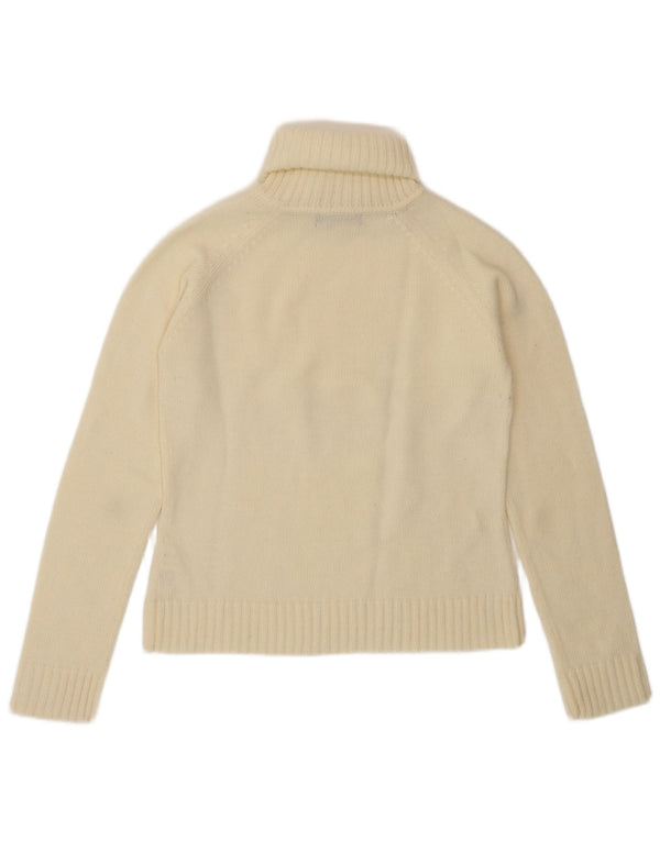 Zara Womens Crop Roll Neck Jumper Sweater UK 14 Large Off White Acrylique