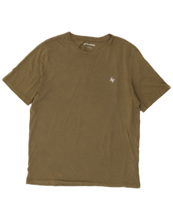 Jack & Jones Mens T-Shirt Top Large Khaki Cotton