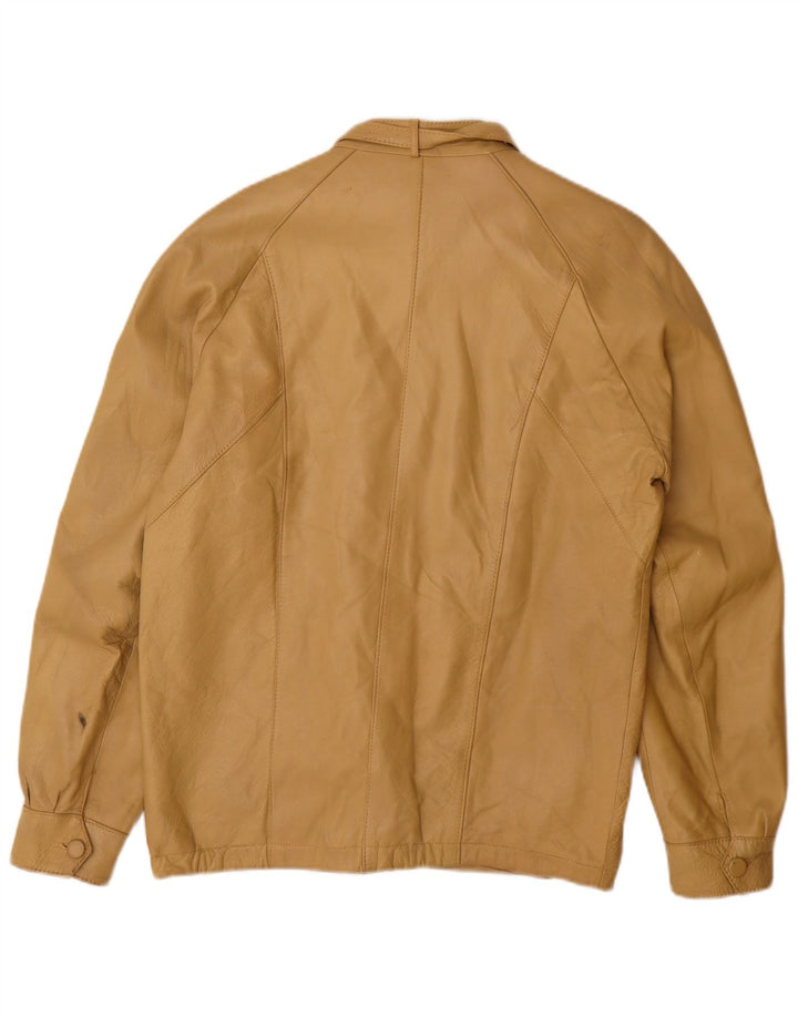 KUZU Mens Leather Jacket UK 38 Medium Beige Leather