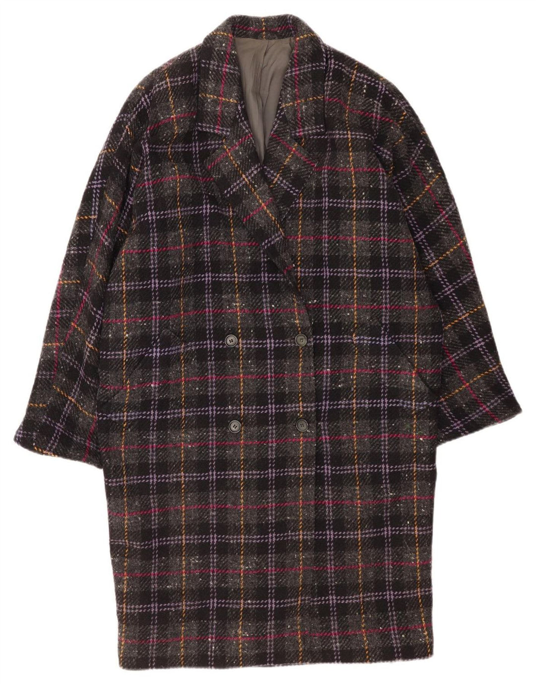 Marella Womens Oversized Double Breasted Coat UK 10 Small Grey Check