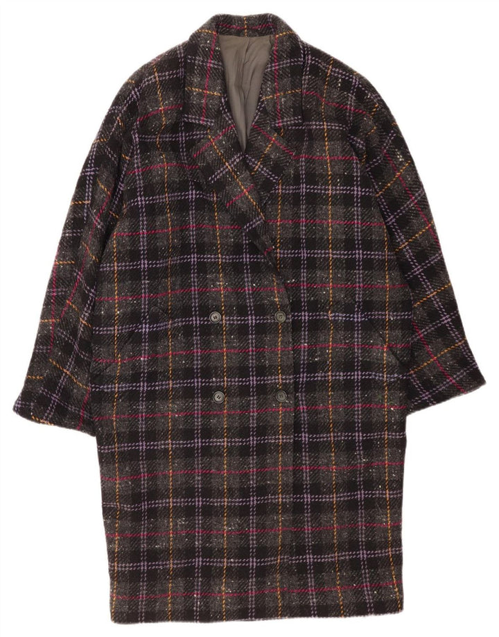 Marella Womens Oversized Double Breasted Coat UK 10 Small Grey Check