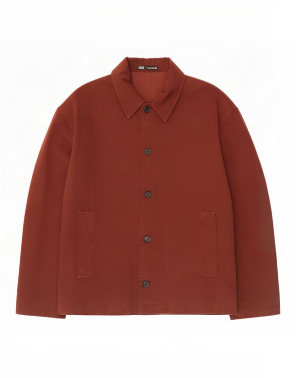 Zara Mens Bomber Jacket UK 40 Grande Algodão Borgonha