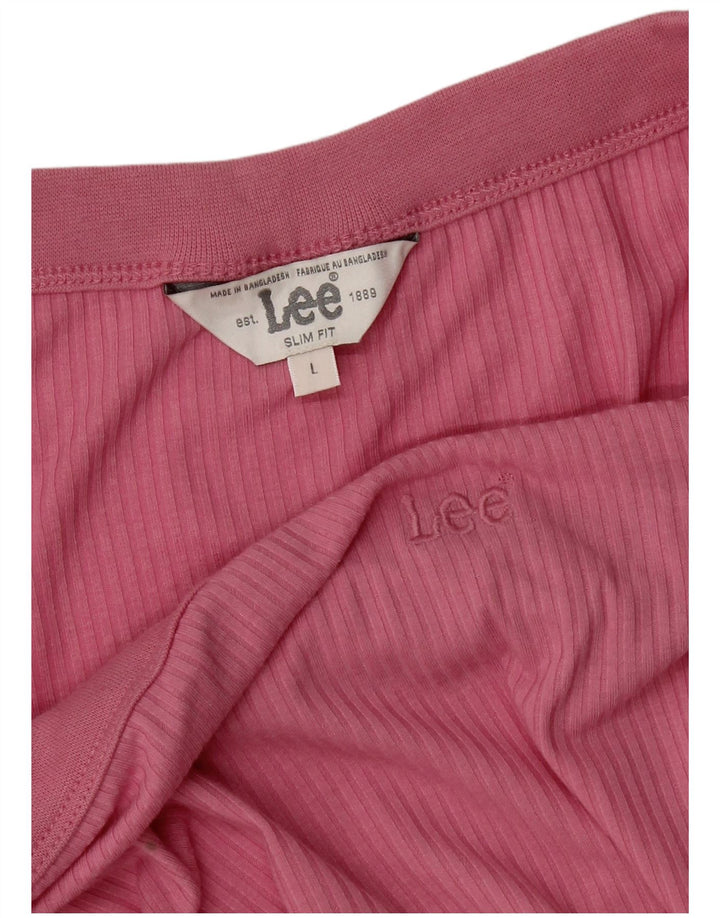 Lee Womens Crop Off Shoulder Top UK 14 Large Pink