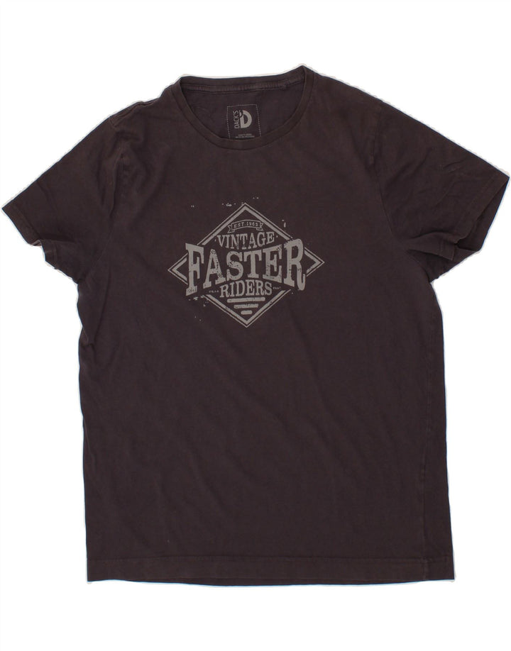 DACK'S Mens Graphic T-Shirt Top XL Grey Vintage Dack's and Second-Hand Dack's from Messina Hembry 