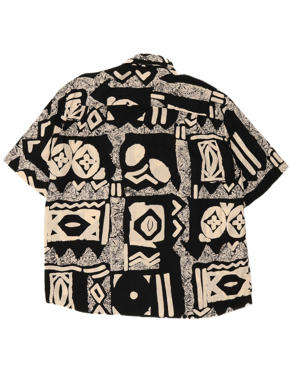 Vintage Mens Short Sleeve Shirt IT 42 Large Black Patchwork
