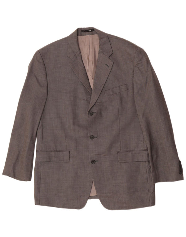 Calvin Klein Mens 3 Button Blazer Jacket UK 42 XL Grey Check Wool