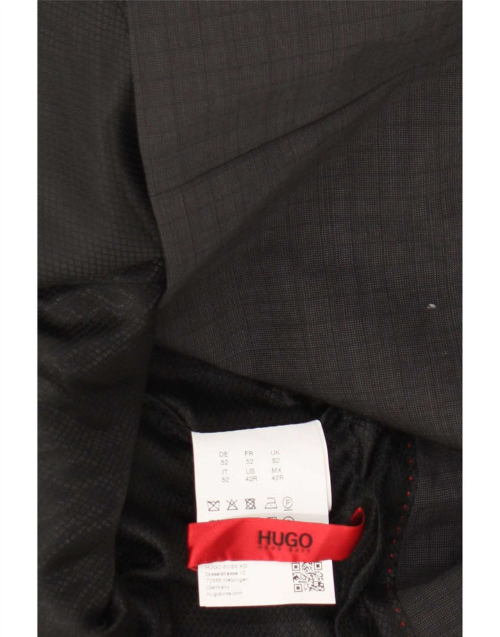 Hugo Boss Mens 2 Button Blazer Jacket EU 52 XL Grey Virgin Wool