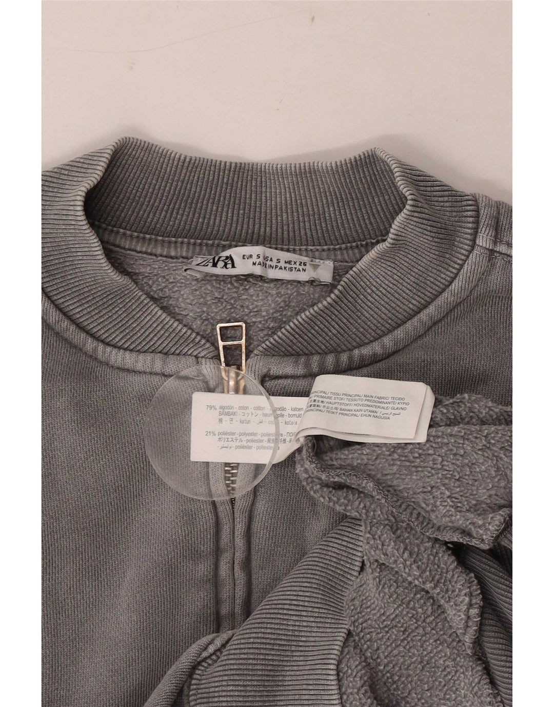 Giacca da ginnastica oversize da donna Zara UK 10 piccola in cotone grigio