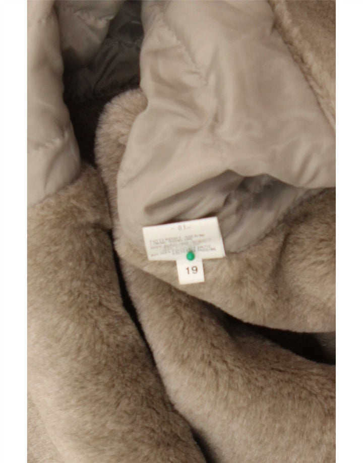 Sobretudo Sherpa feminino vintage Reino Unido 16 poliéster cinza grande