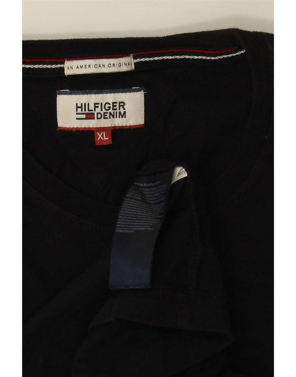Tommy Hilfiger Herren T-Shirt Top XL Schwarz Baumwolle