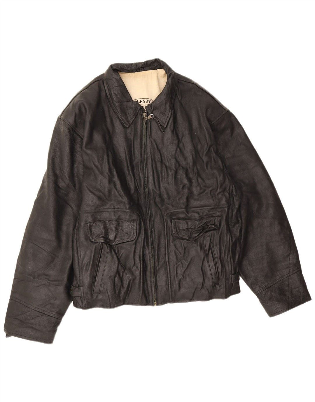 Giorgio Valenti Mens Leather Jacket UK 40 Large Black Leather
