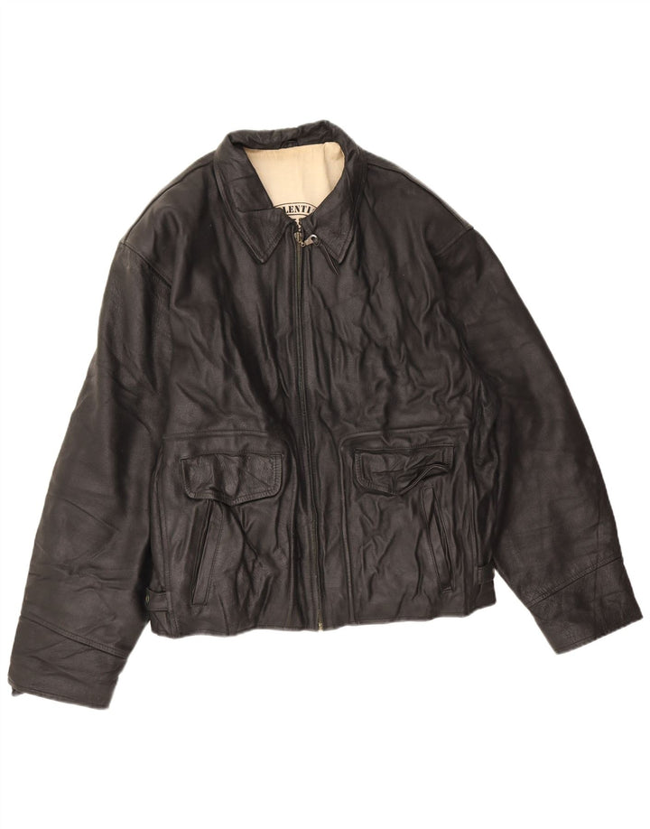Giorgio Valenti Mens Leather Jacket UK 40 Large Black Leather