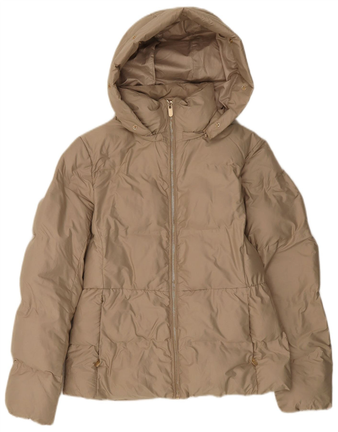ZARA Womens Hooded Padded Jacket UK 14 Medium Beige Polyester