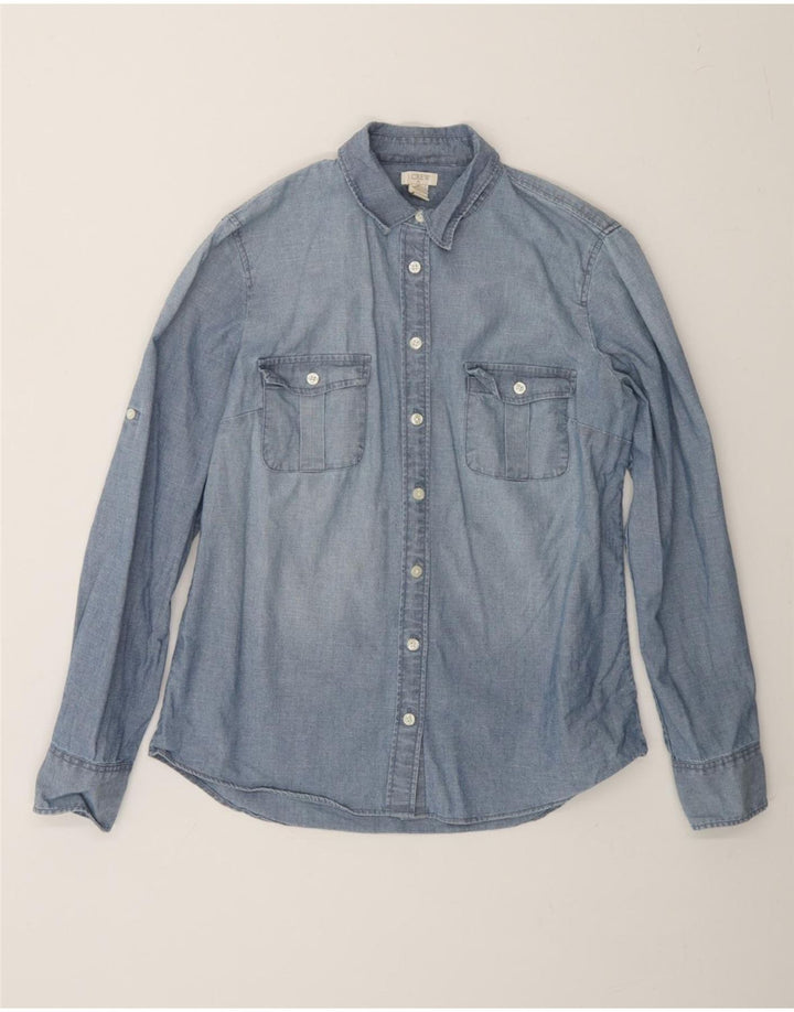 J. CREW Womens Shirt UK 10 Small Blue Cotton Vintage J. Crew and Second-Hand J. Crew from Messina Hembry 
