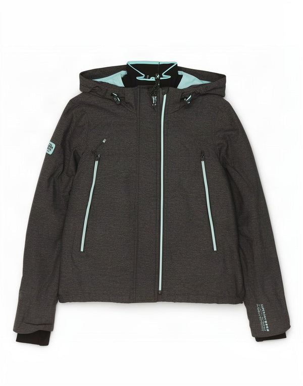 Jaqueta de chuva feminina Superdry com capuz Reino Unido 16 grande cinza nylon