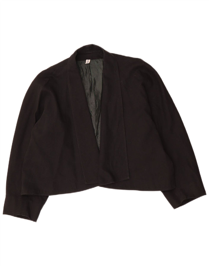 Vintage Womens Crop Open Blazer Jacket IT 48 XL Black