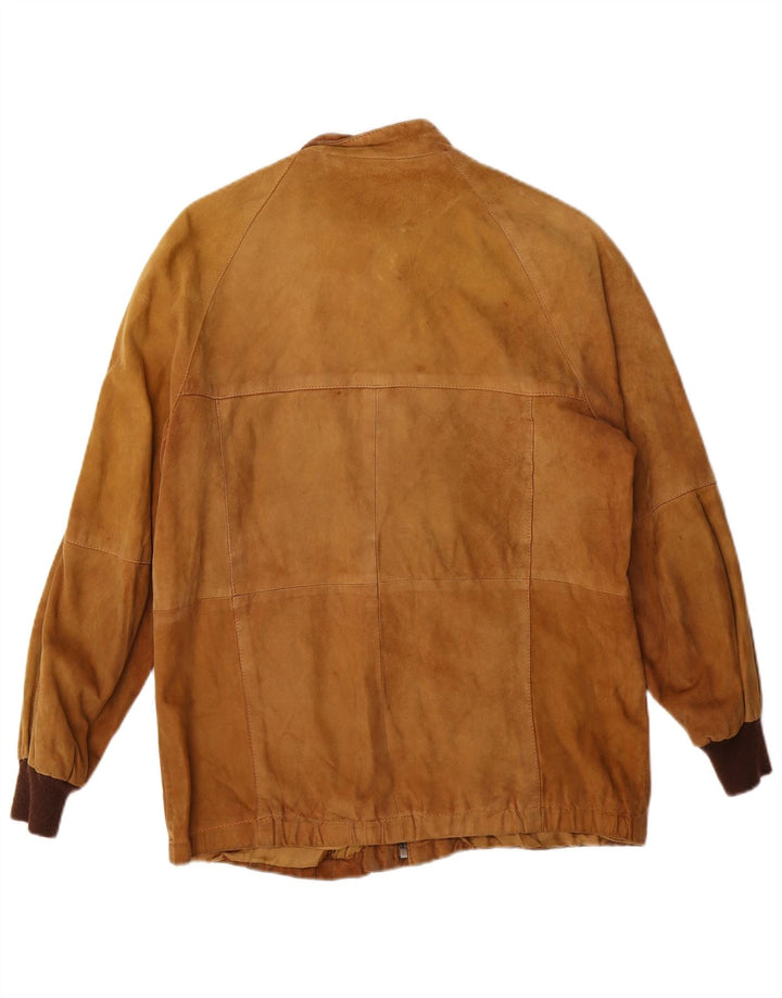 Vintage mujer bombardero ante chaqueta Reino Unido 12 cuero marrón medio