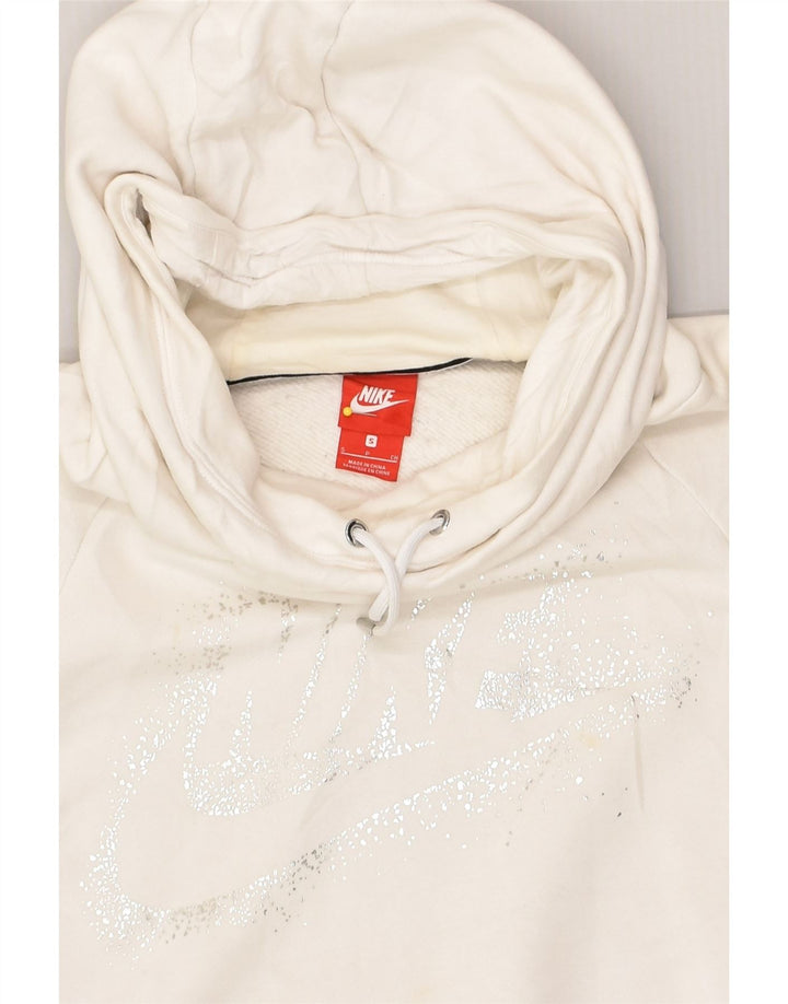 NIKE Mens Graphic Hoodie Jumper Small White Cotton | Vintage Nike | Thrift | Second-Hand Nike | Used Clothing | Messina Hembry 