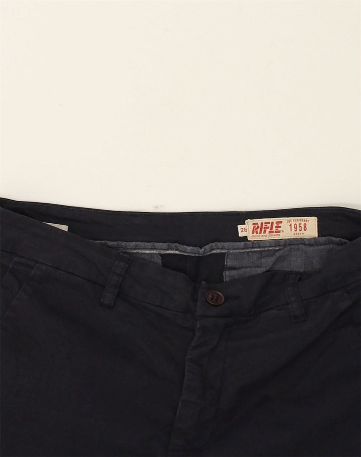 RIFLE Womens Slim Chino Trousers W28 L26 Navy Blue Cotton | Vintage Rifle | Thrift | Second-Hand Rifle | Used Clothing | Messina Hembry 