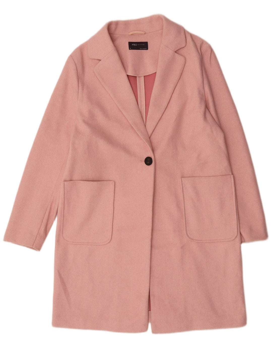 Marks & Spencer Womens Overcoat UK 12 Medium Pink Polyester