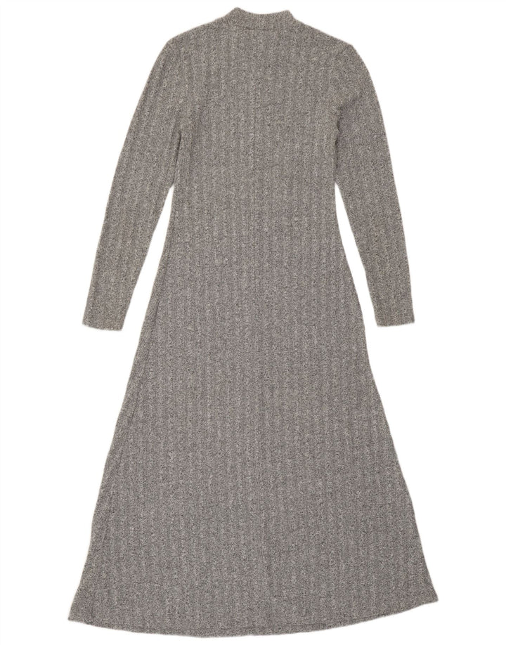 Zara Womens Maxi Longline Jumper Dress UK 12 Medium Grey Flecked Polyester