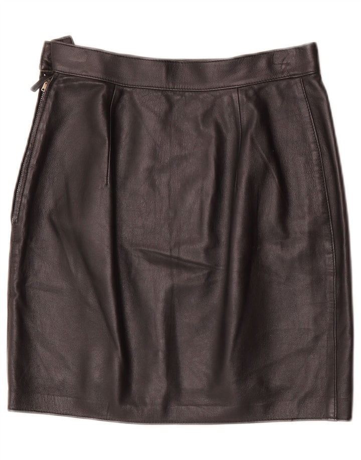 Vintage Damen Mini Lederrock W28 Medium Schwarz