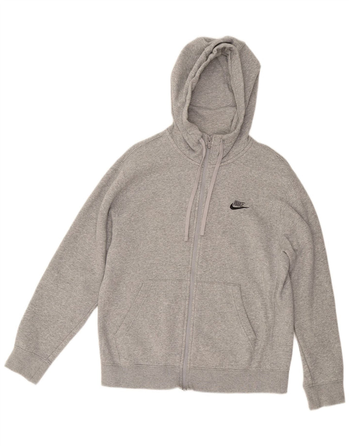 NIKE Mens Zip Hoodie Sweater Medium Grey Cotton