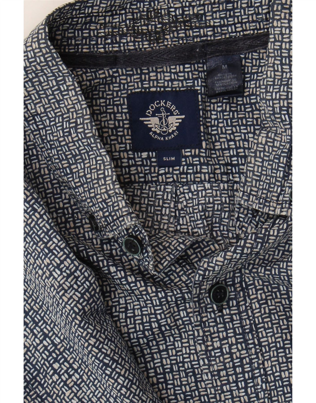 DOCKERS Mens Slim Fit Shirt Medium Navy Blue Spotted Vintage Dockers and Second-Hand Dockers from Messina Hembry 