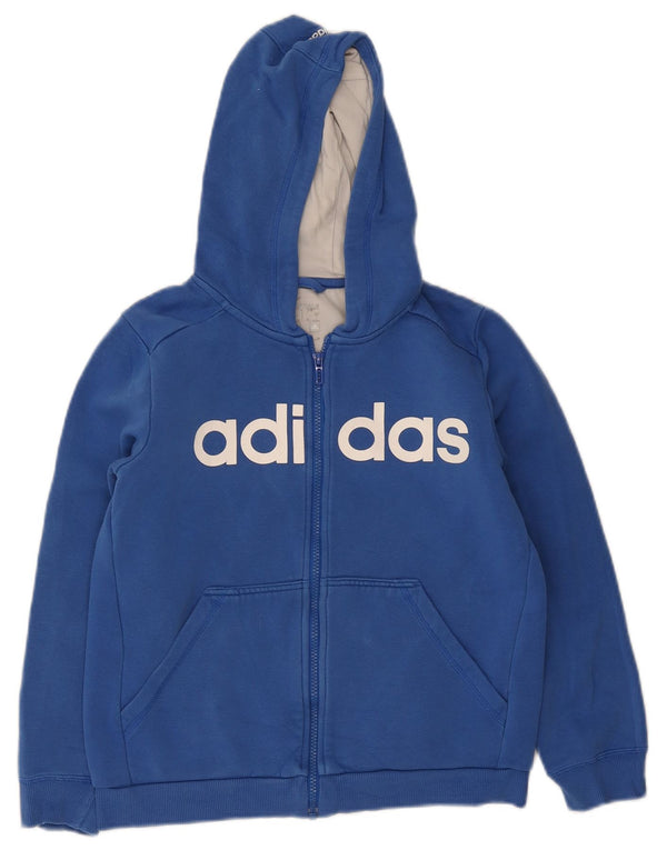 Felpa con cappuccio con zip grafica Adidas da ragazzo 11-12 anni in cotone blu