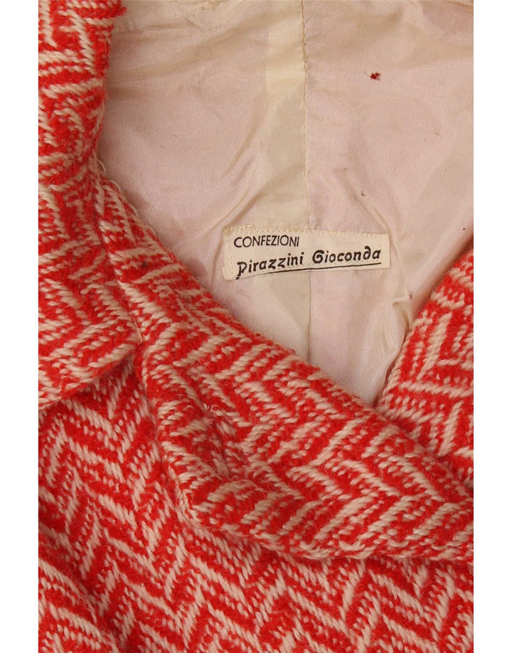 Vintage Womens Crop Double Breasted Blazer Jacket UK 12 Medium Red Chevron