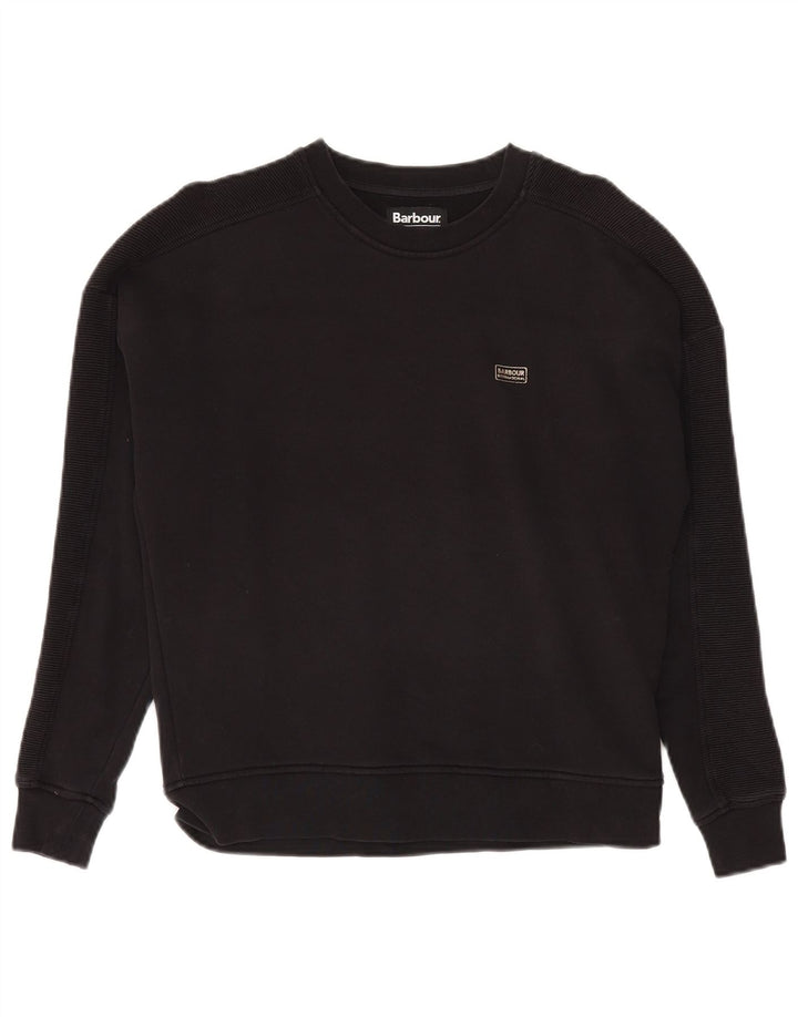 BARBOUR Womens Oversized Sweatshirt Jumper UK 8 Small Black Cotton