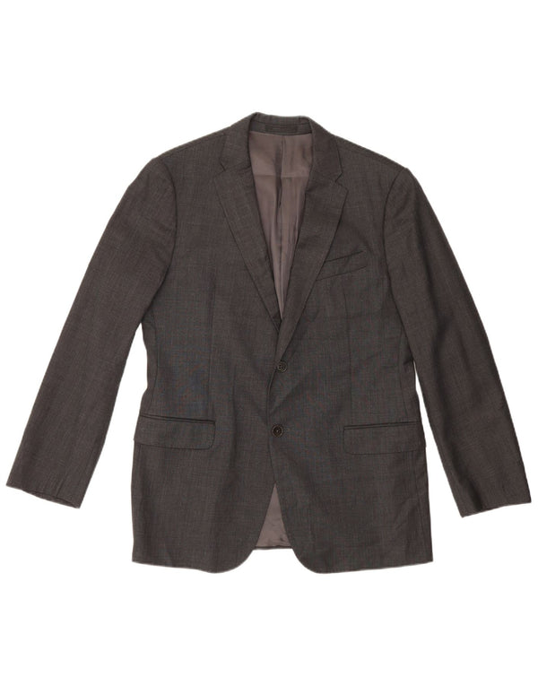 Armani Collezioni Herren-Blazer mit 2 Knöpfen, IT 50, große graue Wolle