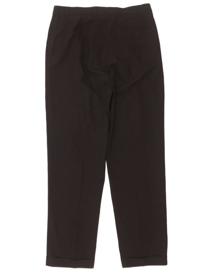Marks & Spencer Mens Pegged Suit Trousers W34 L33 Black Polyester