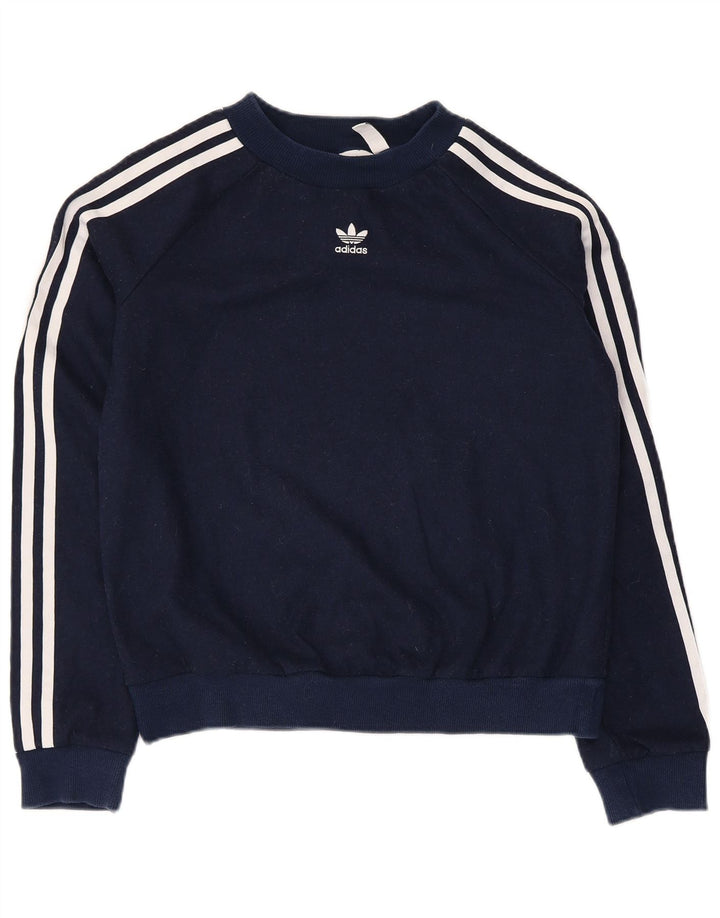 Adidas Mens Crop Sweatshirt Jumper UK 8 Small Navy Blue Polyester