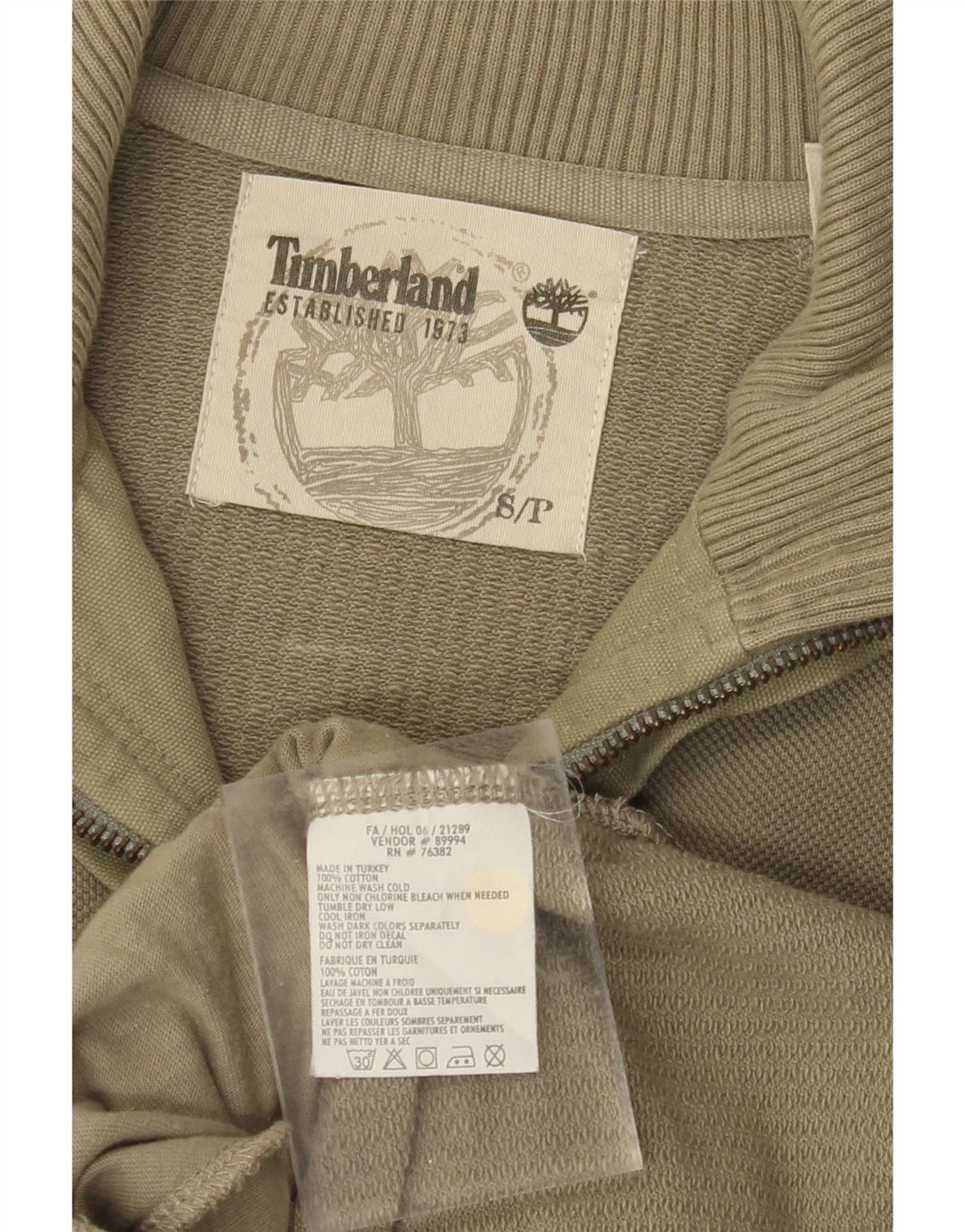 TIMBERLAND Mens Tracksuit Top Jacket Small Khaki Cotton