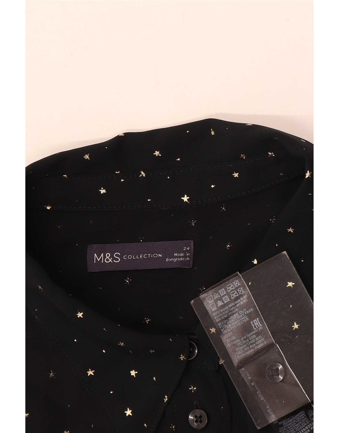 Marks & Spencer Damen-Hemdbluse, UK 24 4XL, schwarz gepunktetes Polyester