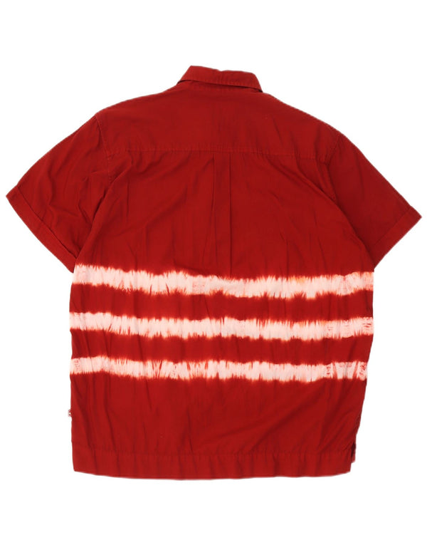 Tom Tailor Chemise à Manches Courtes Homme Rouge Moyen Tie Dye Coton