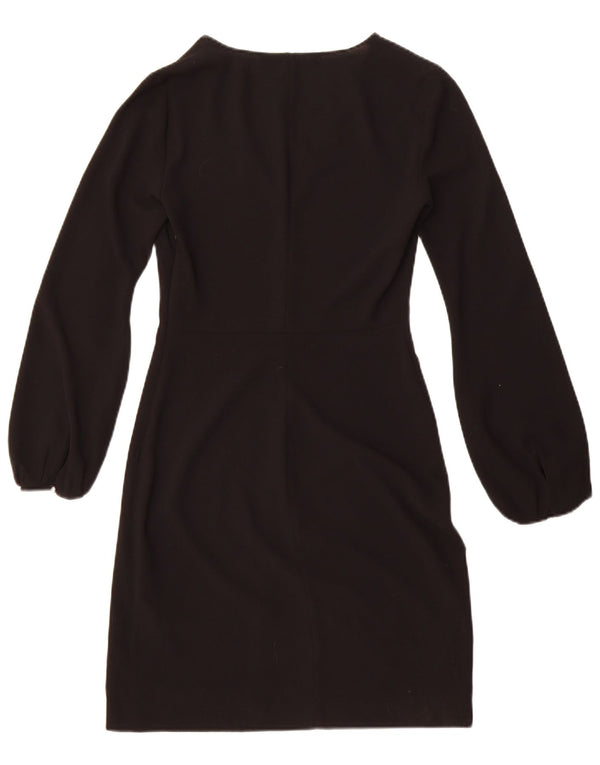 Zara Womens Long Sleeve Sheath Dress UK 6 XS Black Polyester