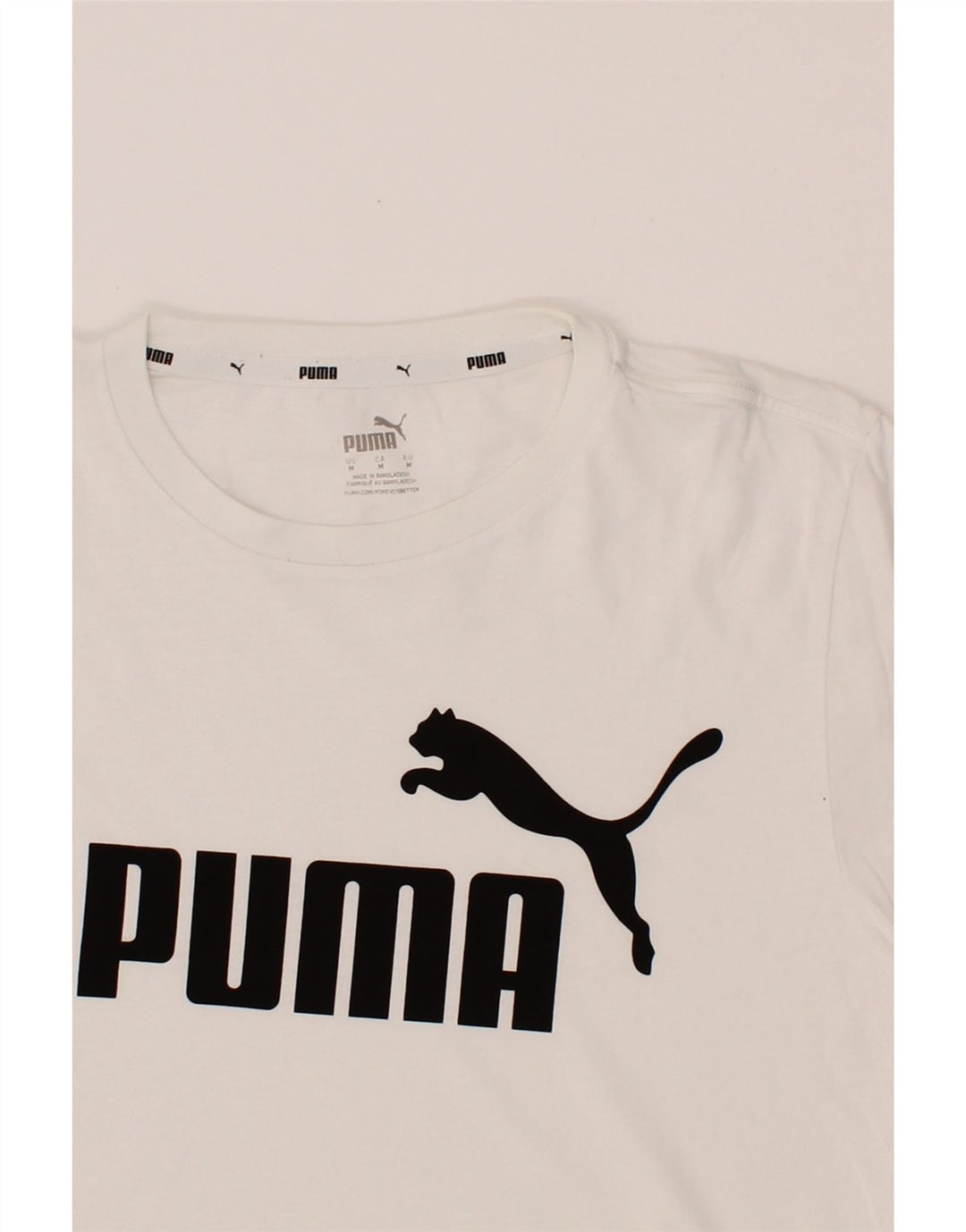 PUMA Mens Graphic T-Shirt Top Medium White Cotton Vintage Puma and Second-Hand Puma from Messina Hembry 