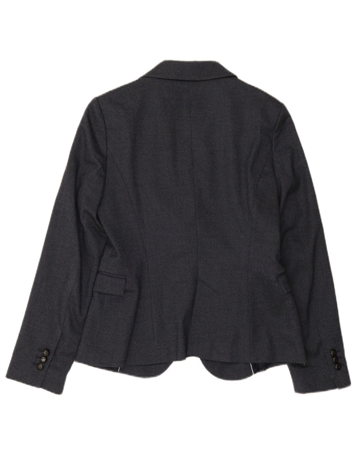 Zara Womens 1 Button Blazer Jacket UK 12 Medium Navy Blue Polyester