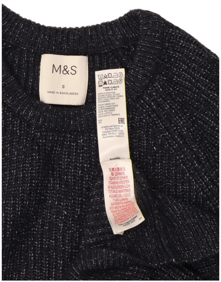 Marks & Spencer Mens Crew Neck Jumper Sweater Small Navy Blue Polyamide
