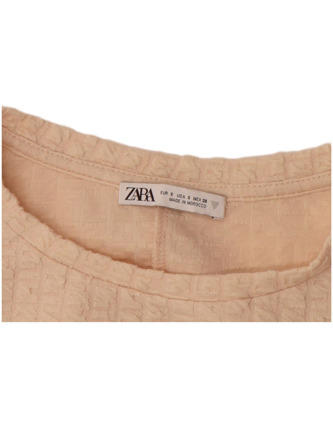 ZARA Womens Long Sleeve Blouse Top UK 8 Small Beige Polyester
