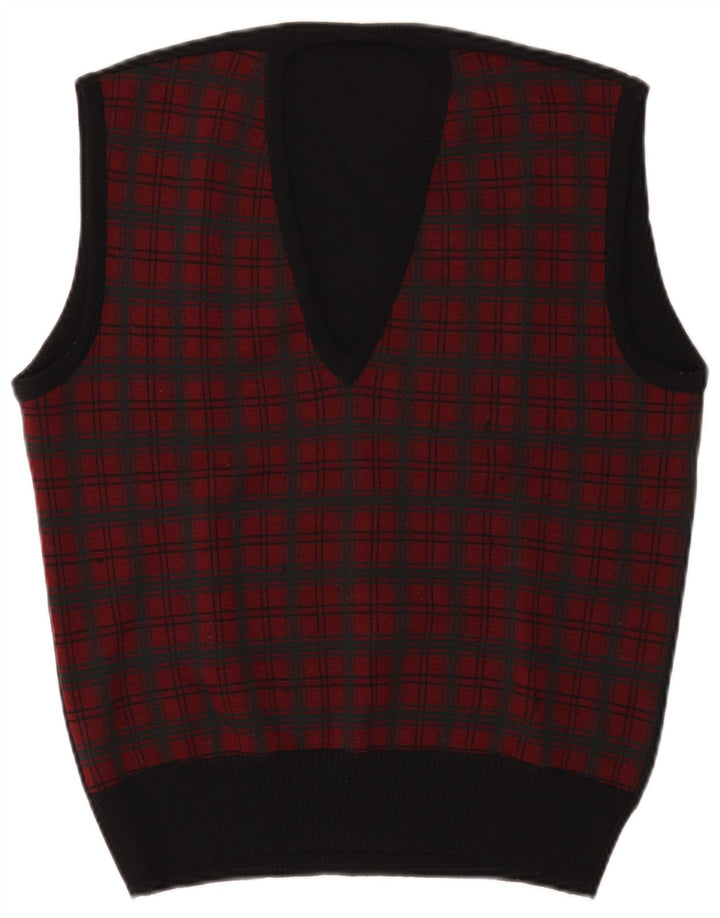Vintage Herren Weste Tank Top Klein Rot Kariert