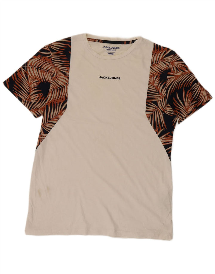 Jack & Jones Mens Regular Fit Graphic T-Shirt Top Medium White Floral