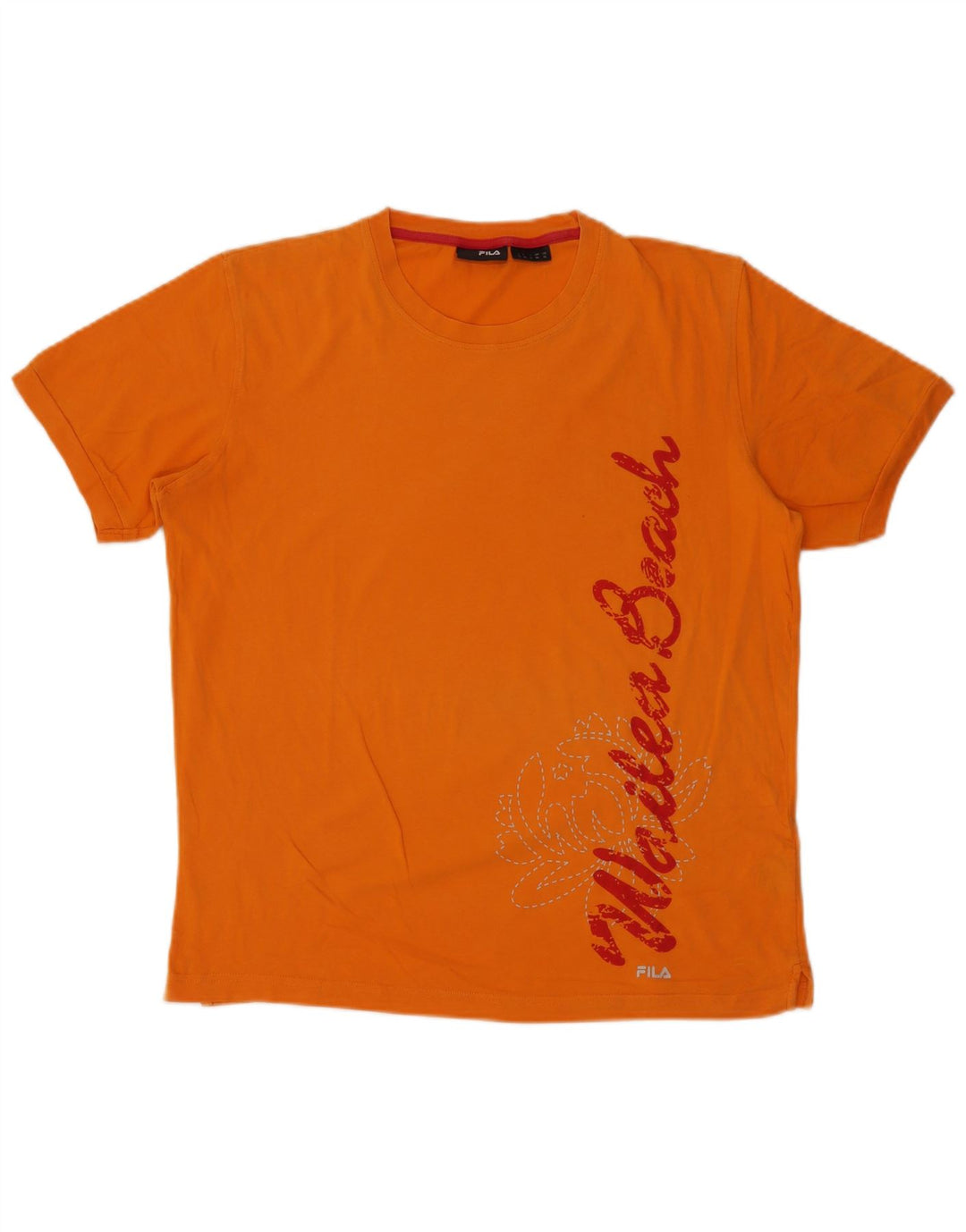 Fila Mens Graphic T-Shirt Top Medium Orange Cotton